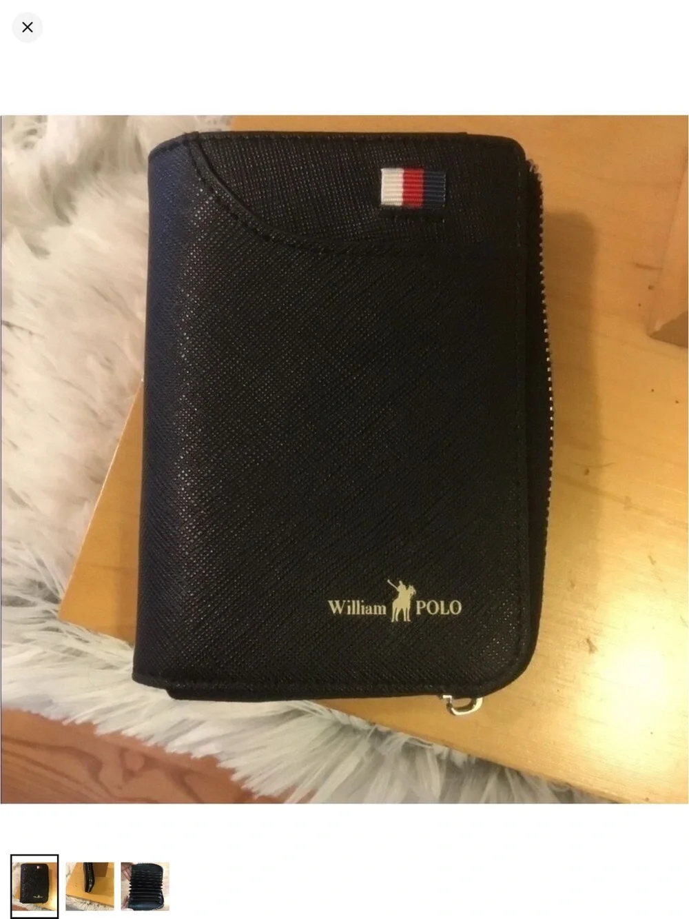 William POLO Black Zip Around Card Holder Wallet